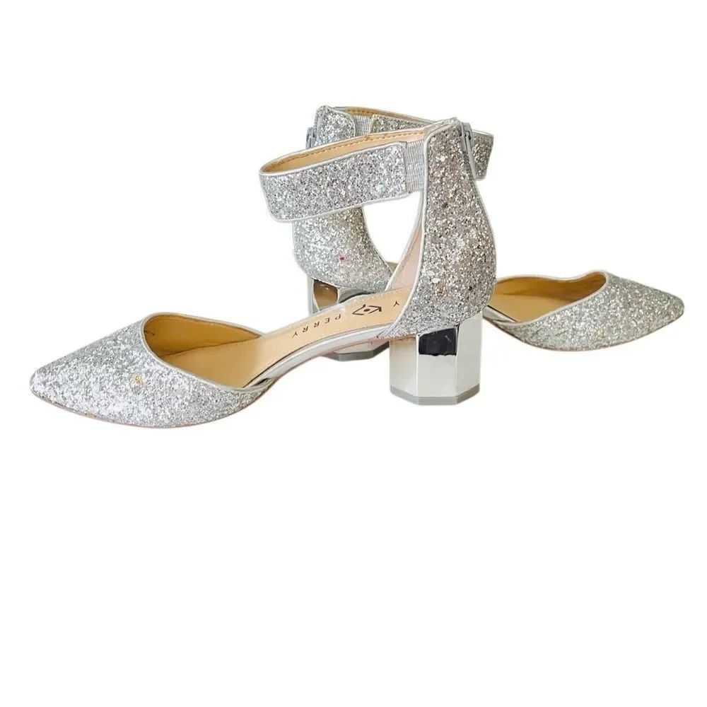 Katy Perry Collections The Jo Silver Glitter Heels with Ankle Strap size 7. - Picture 5 of 9
